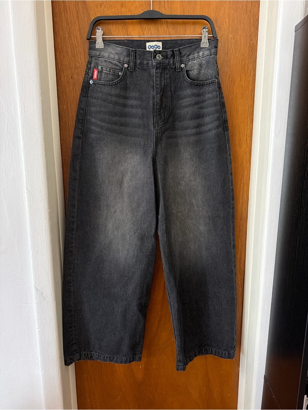 9090 Men's Faded Black Relaxed Wide-Leg Jeans like new From Japan!